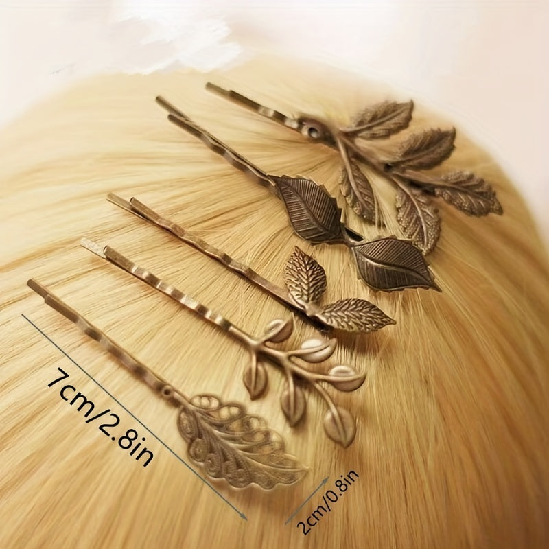 5pcs Retro Leaf Pattern Hair Clips for Party