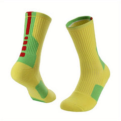 Men's Non-Slip Crew Socks - Basketball Wear-Resistant Polyester Socks