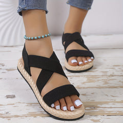 Women's Crisscross Strap Flat Sandals - Comfy Slip On Beach Shoes
