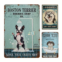 Terrier Metal Tin Sign Soap Soak Away Retro Iron Painting Husky 8x12 Inch
