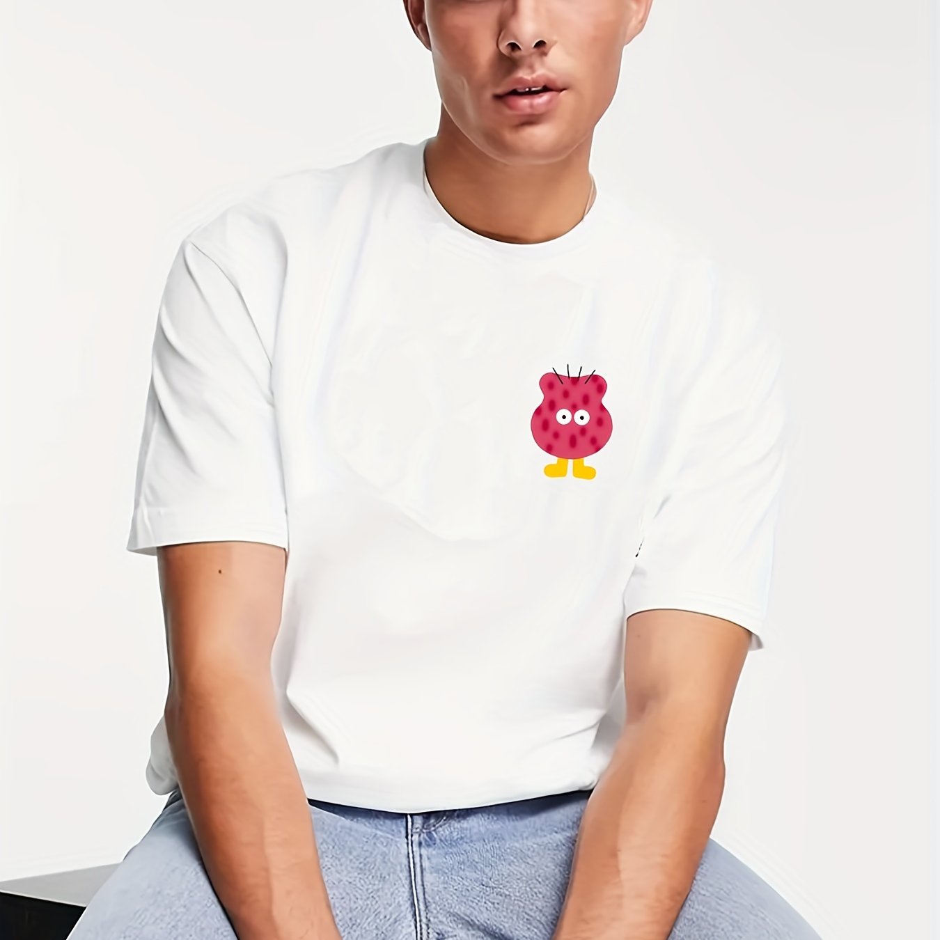 Men's Cartoon Doodle Pattern T-shirt Outdoor Tee