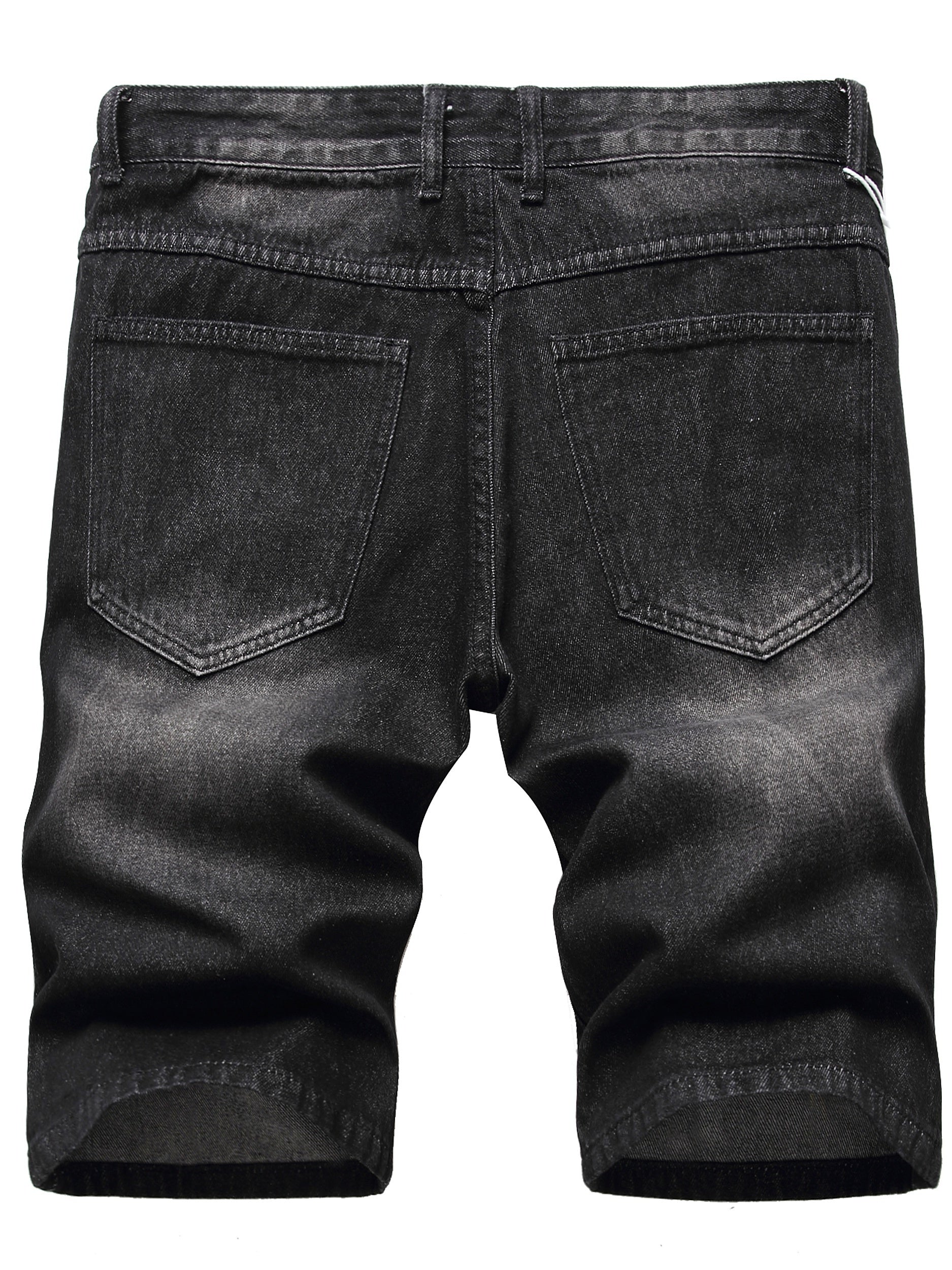 Men's Destroyed Hole Denim Shorts Classic Fit Distressed Summer Jean Shorts