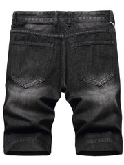 Men's Destroyed Hole Denim Shorts Classic Fit Distressed Summer Jean Shorts