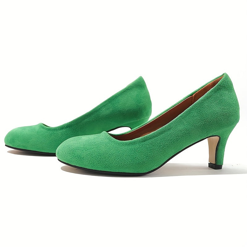 Women's Comfy Round Toe Slip On Pumps Low Heel Shoes
