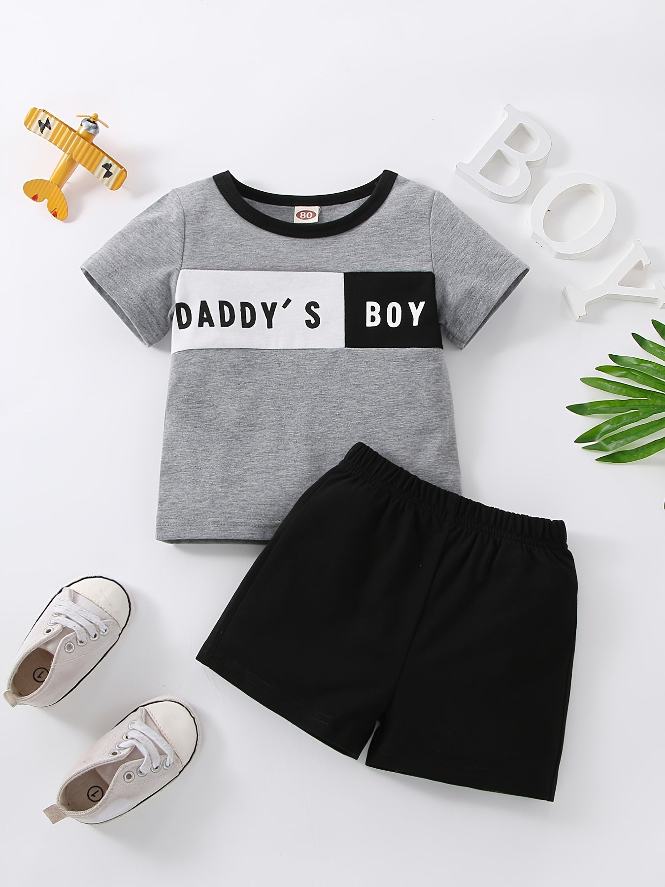 2pcs Baby Boys Daddy's Boy T shirt & Shorts Set Clothes