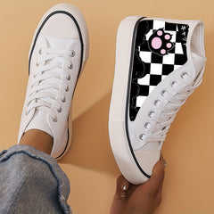 Cat Paw & Checkerboard High Top Sneakers