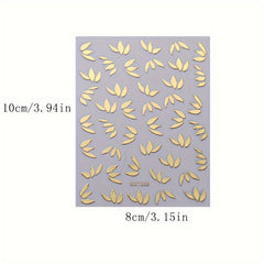 Metallic Leaf Nail Art Stickers Flower Rose Golden Silvery Mirror Spring Petal