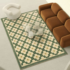 Flower Print Floor Mat Thick Cashmere Bedside Carpet