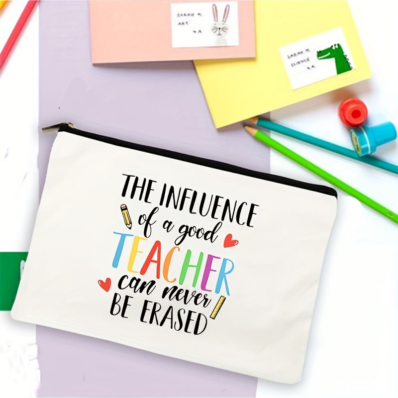 Roomy Letter Pattern Cosmetic Pouch with Zipper