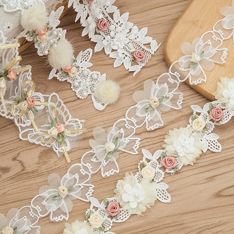 3D Flower Butterfly Lace Trim Ribbon Fabric Sewing Supplies Craft DIY