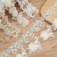 3D Flower Butterfly Lace Trim Ribbon Fabric Sewing Supplies Craft DIY