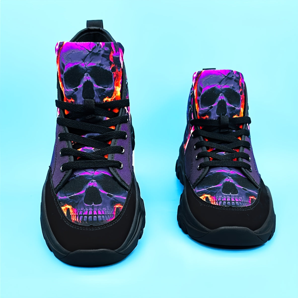 Skull & Flame High Top Canvas Skate Shoes