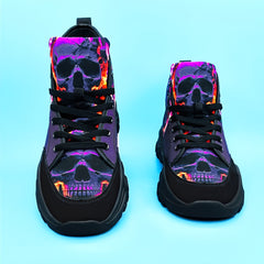 Skull & Flame High Top Canvas Skate Shoes