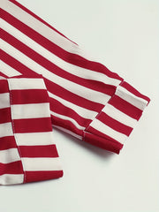 Women's Stripe Print V Neck Stretch Shirt