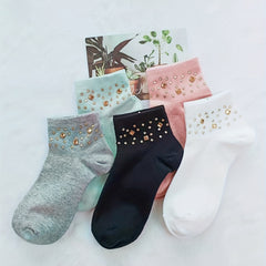 Rhinestone Crew Socks for Women