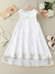 Toddler Girls Peacock & Flower Pattern Mesh Princess Dress