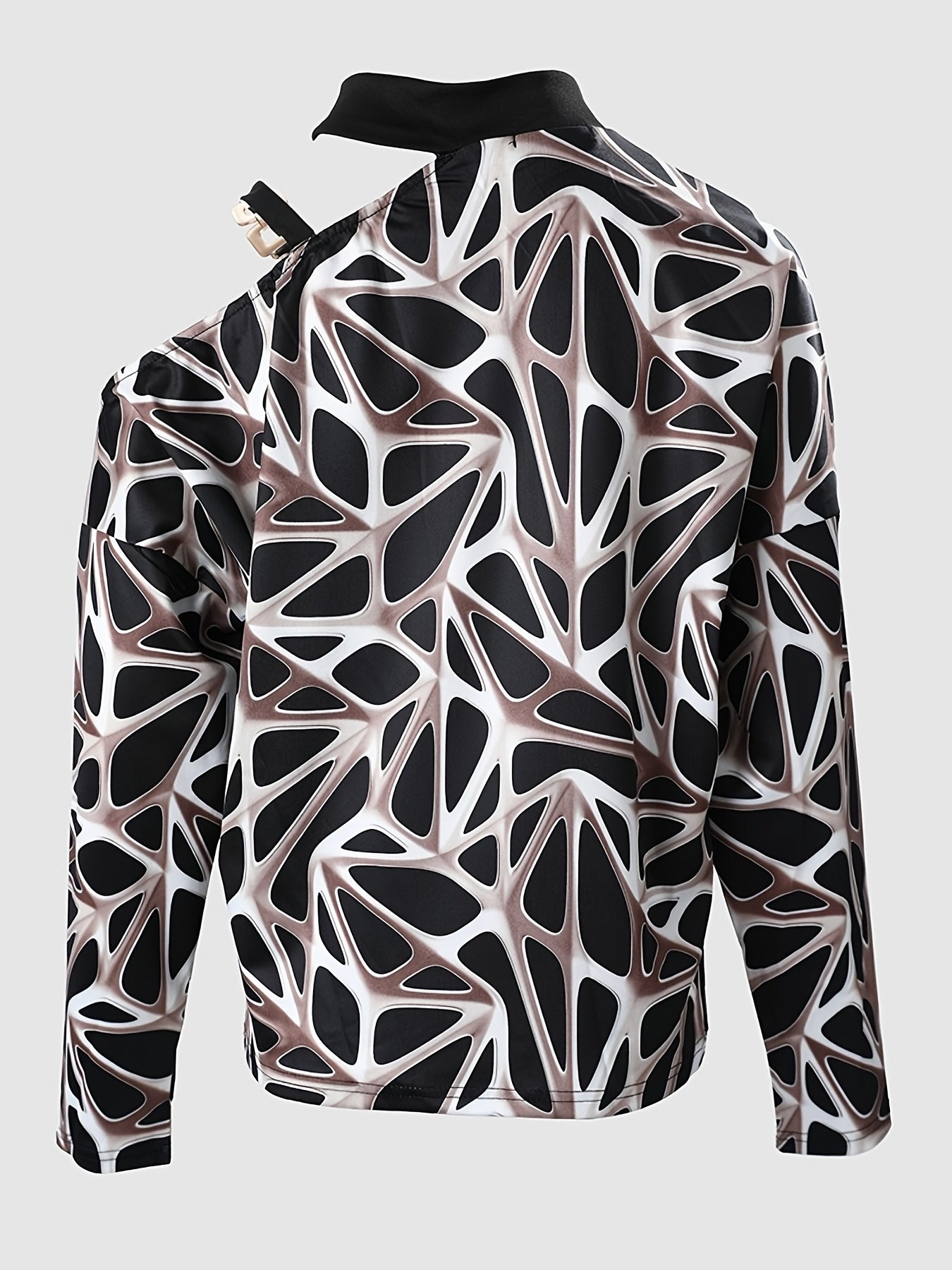 Geometric Print Off Shoulder Long Sleeve Top
