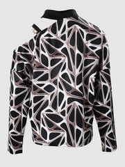 Geometric Print Off Shoulder Long Sleeve Top