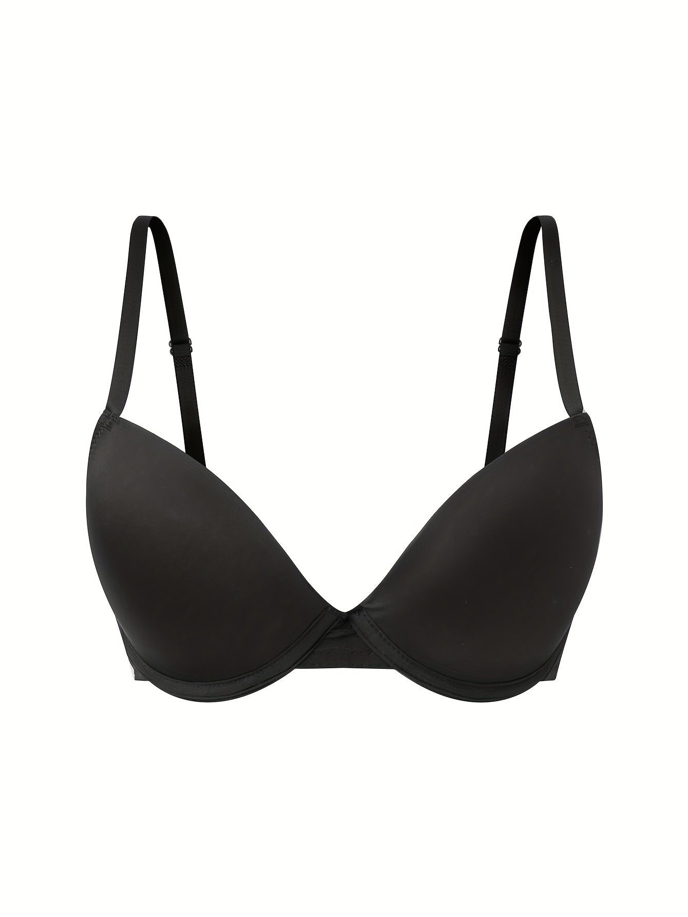 3pcs Solid T Shirt Bras Comfy Push Up Bra Women's Lingerie