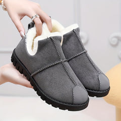 Women's Plush Lined Snow Boots Wear Resistance Non Slip Round Toe Flat Shoes