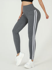 Women's Striped High Waist Leggings for Workout Running