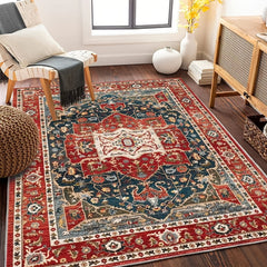 Bohemian Living Room Carpet Ethnic Style Vintage High Density Carpet