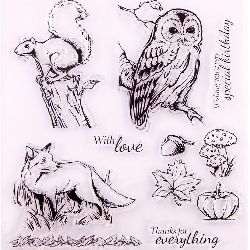 Owl Fox Background Clear Stamps for Card Making DIY Scrapbooking