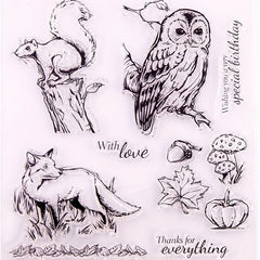 Owl Fox Background Clear Stamps for Card Making DIY Scrapbooking