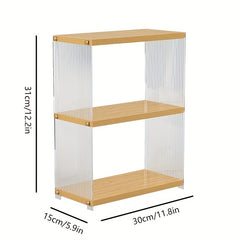 2 Tier Wooden Cup Storage Rack for Bathroom and Kitchen