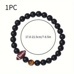 Rugby Beads Decor Adjustable Bracelet Unisex Stretch Sports Wristband