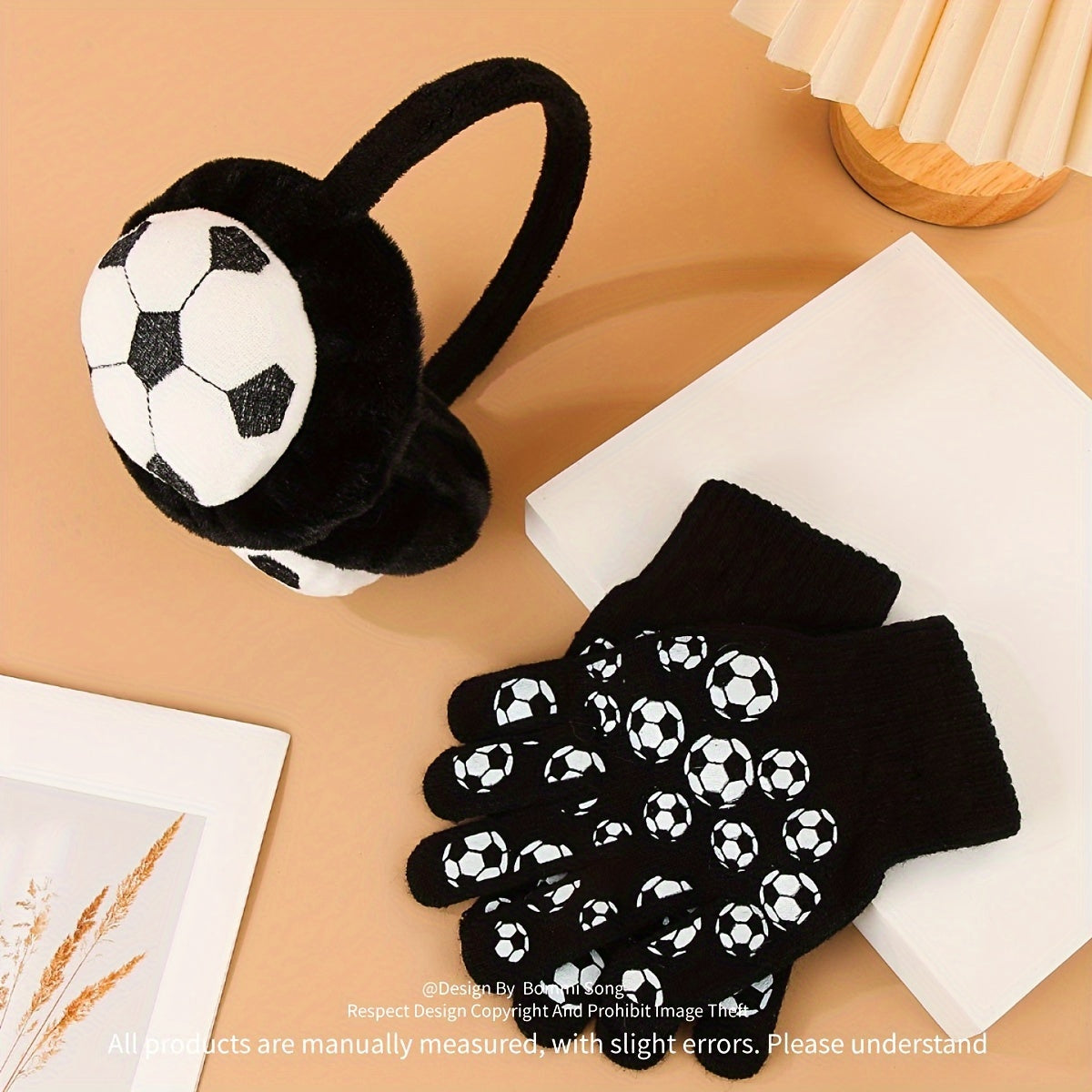 Winter Sports Acrylic Earmuffs & Gloves Set Hand Wash Stretch Fit Ear Warmers