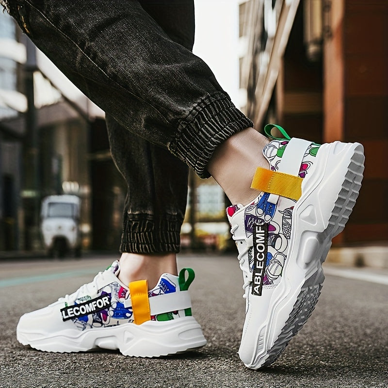 Men's Alphabets Graffiti Print Casual Shoes Spring Summer