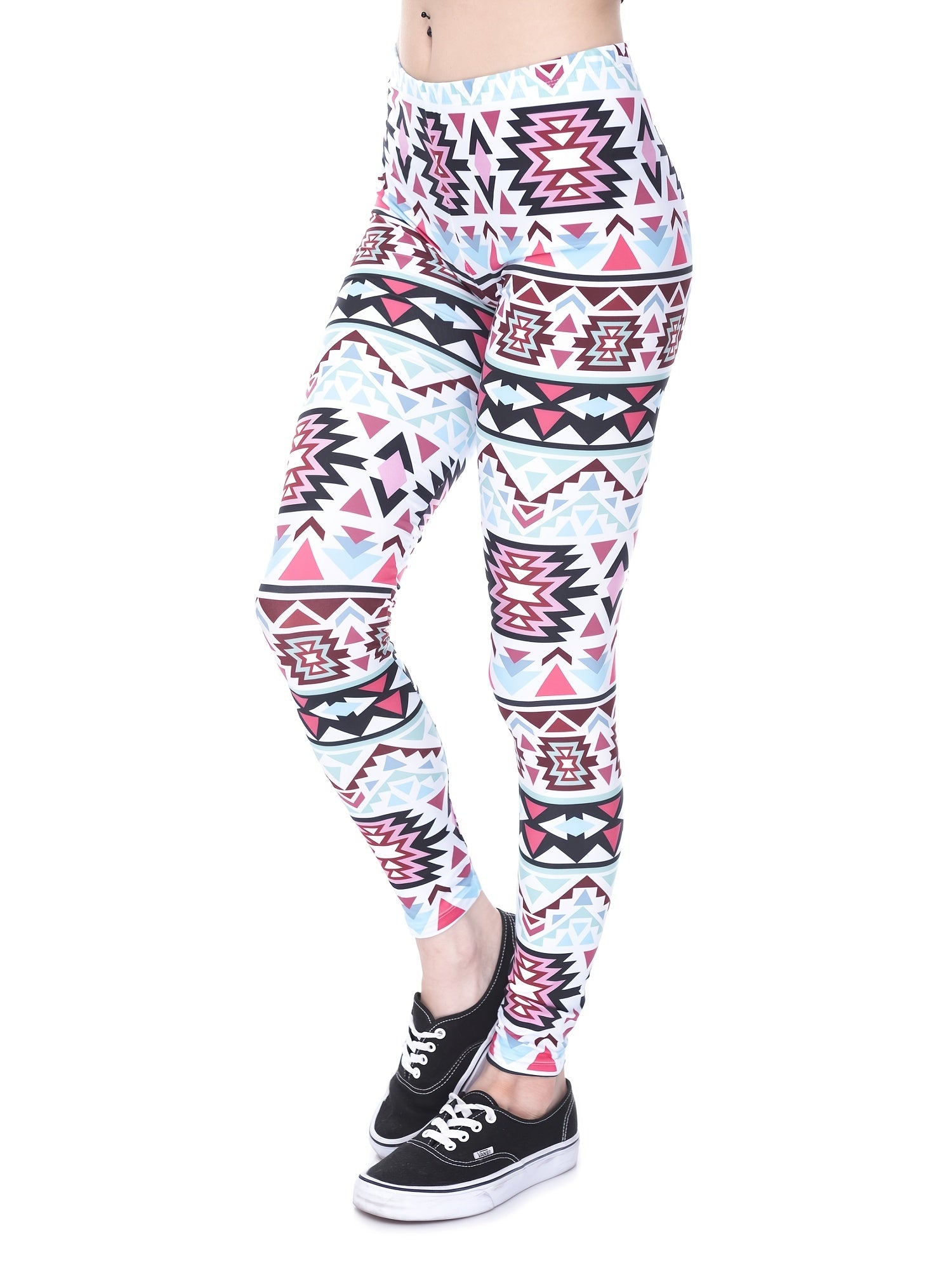 Geometric Print Skinny Leggings High Waist Yoga Leggings