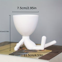 1pc Sitting Figure Vase Flowerpot Artificial Flowers Succulent Flowerpot