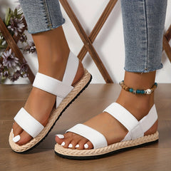 Women's Elastic Strap Espadrille Flat Sandals