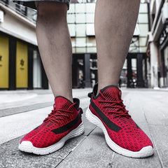 Men's Striped Mesh Running Shoes - Lightweight and Breathable