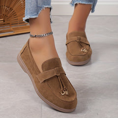 Women's Retro Flat Loafers Slip On Shoes Casual Round Toe Walking Shoes