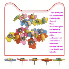 20pcs Transparent Butterfly and Bee Push Pins for School and Office Decoration