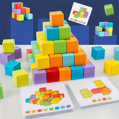 Colorful 3D Cube Puzzle Stacking Blocks DIY Toy Birthday Gift