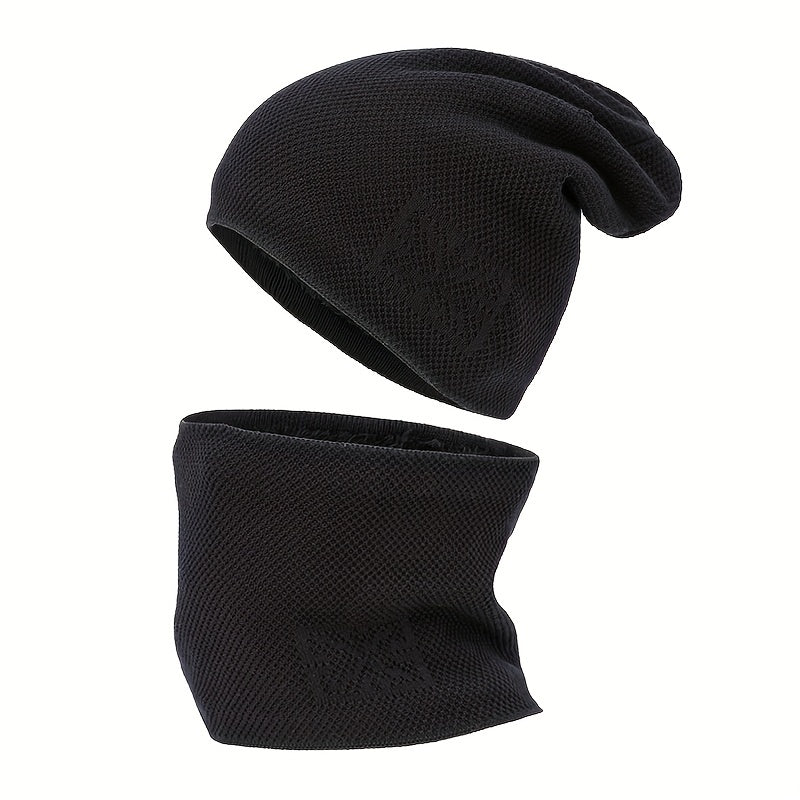 2-Piece Set Velvet Knitted Hat for Women Men Winter Warmth