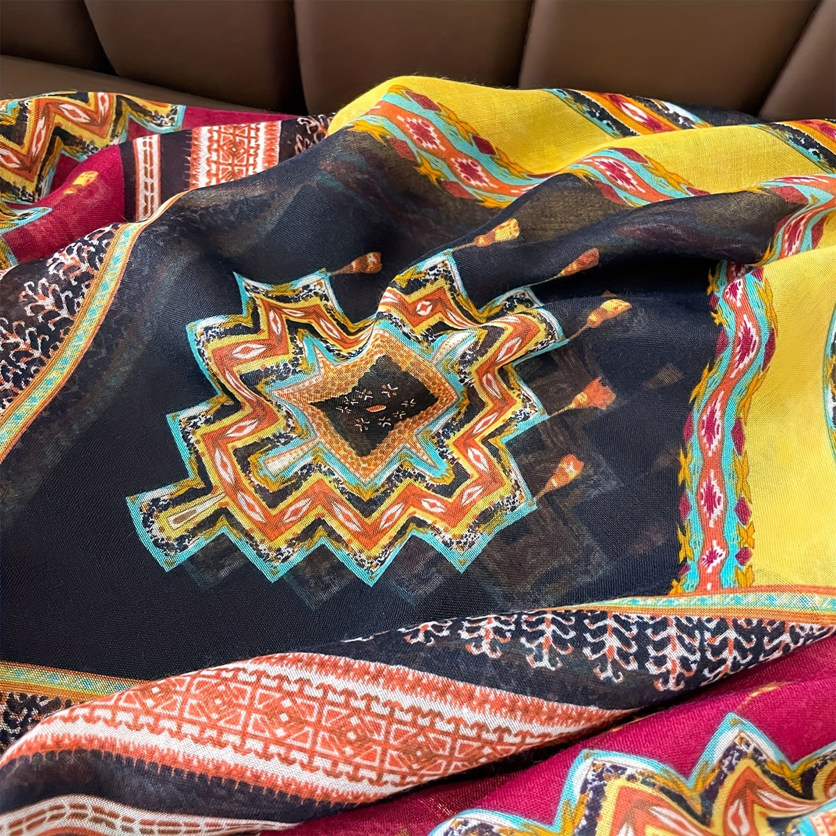 Floral Printed Boho Scarf Lightweight Fringed Shawl for Women