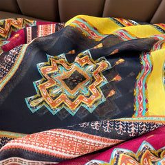 Floral Printed Boho Scarf Lightweight Fringed Shawl for Women