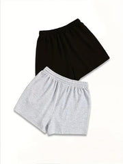 Lips & Skull Print Drawstring Waist Shorts 2 Pack