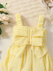 Baby Girls Plaid Bowknot Onesie for Summer