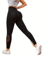 Mesh High Waist Tummy Control Fitness Pants Hip Lifting Sports Leggings