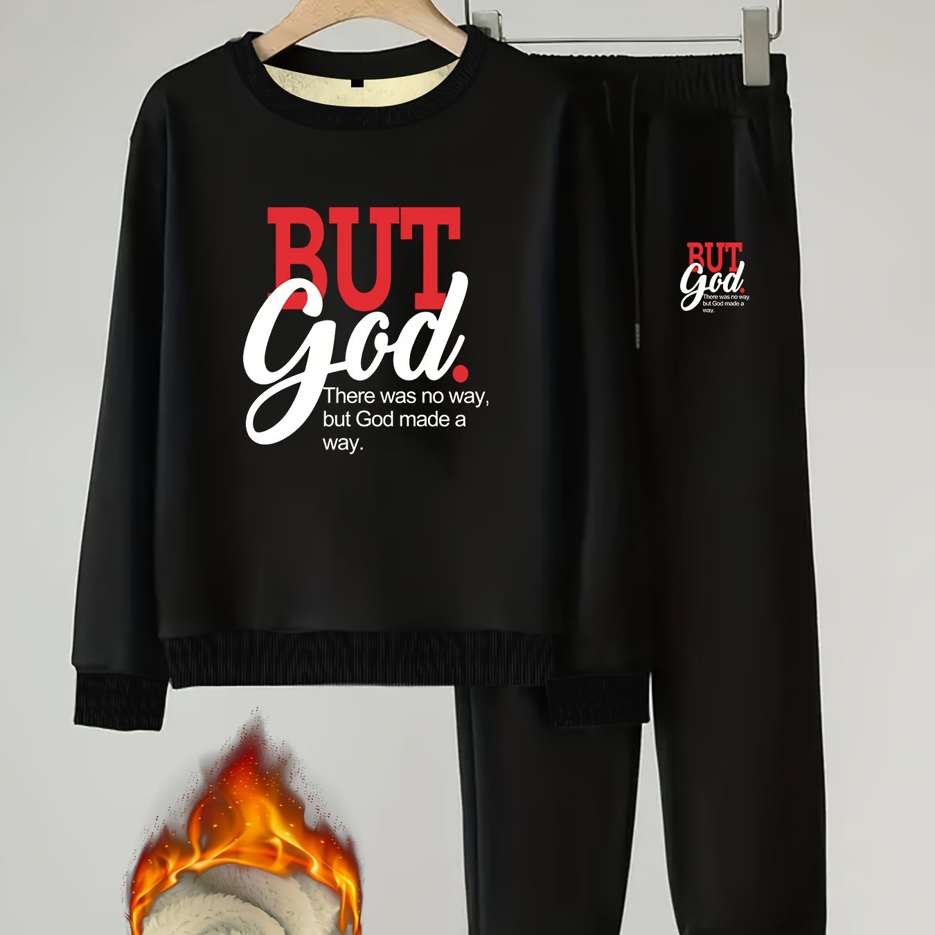 Slogan Print Crew Neck Top & Joggers Set