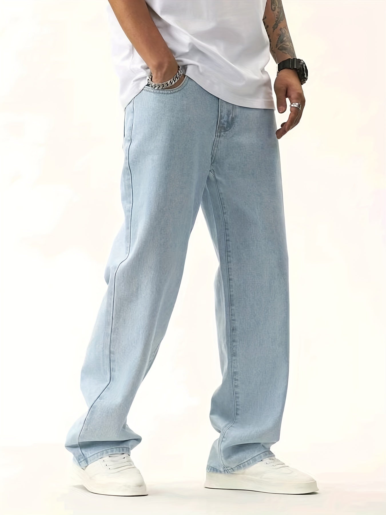 Men's Light Straight Leg Cotton Jeans