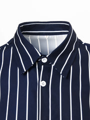 Stripe Pattern Men's Long Sleeve Shirt For Summer Autumn