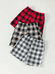 Girls Plaid Elastic Waist Soft Shorts for Summer