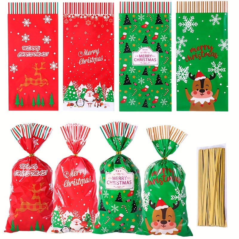 50pcs Christmas Candy OPP Packaging Bag Santa Claus Snowflake Gift Bag